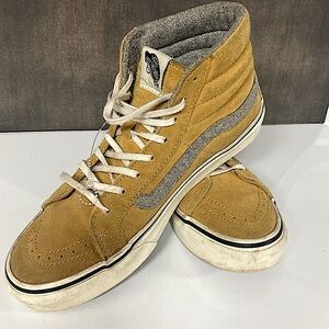 VANS Vintage Suede Hi Top Skate Shoes Mustard Yellow Grey Men’s Size 6